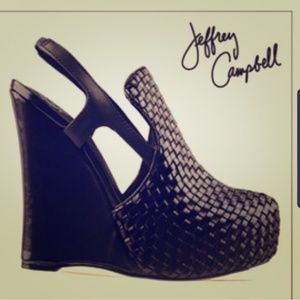 Jeffrey Campbell Darian black leather wedge